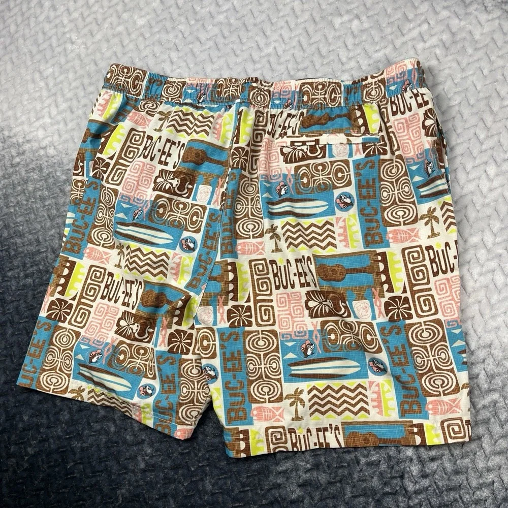 Buc-ee's Mens Swim Trunks Beach Shorts 2XL Hawaiian Surfer Beaver Pattern Bucees
